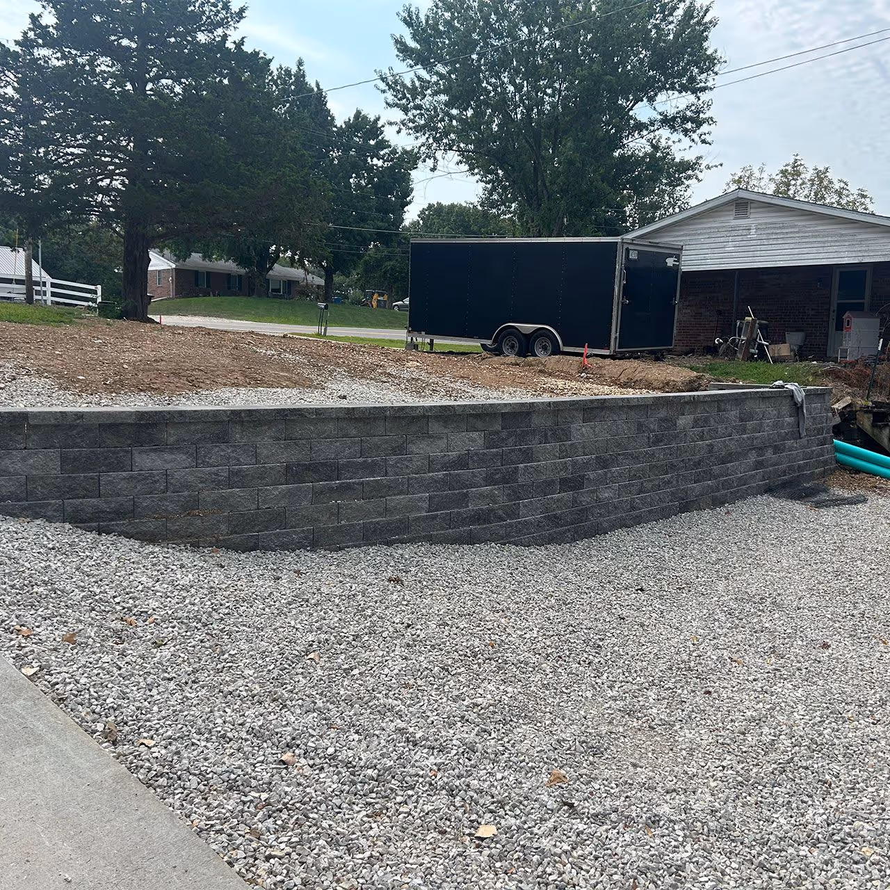 hardscape construction project in progress by Landmark Lawncare in Lake of the Ozarks Missouri
