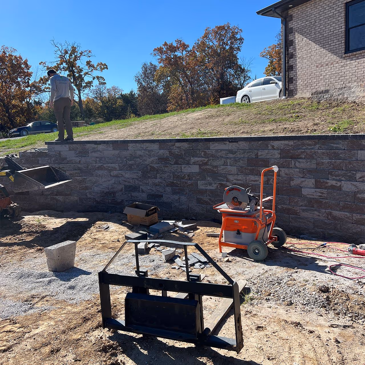 professional hardscape patio and walkway installation near me by Landmark Lawncare