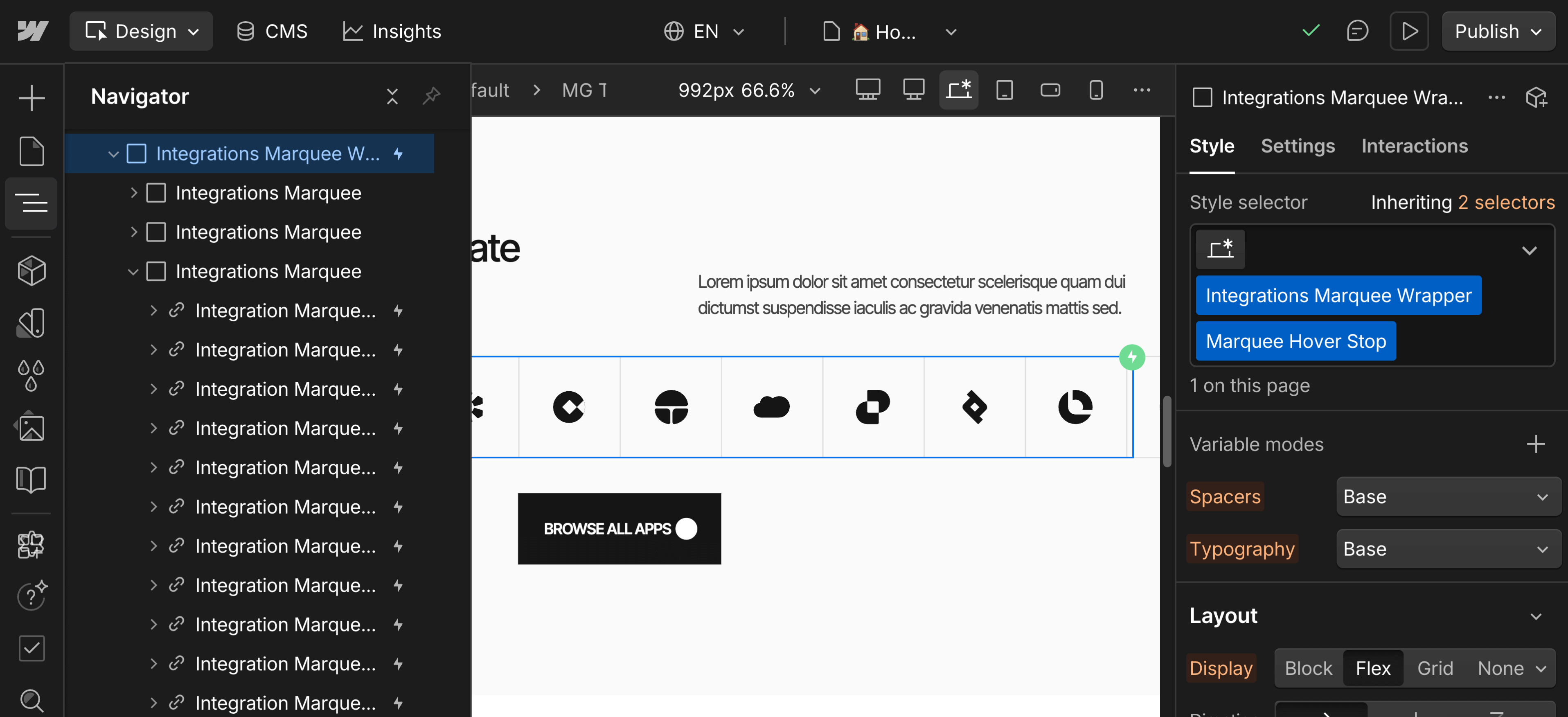 Marquee Wrapper Stop - Quantum Webflow Template
