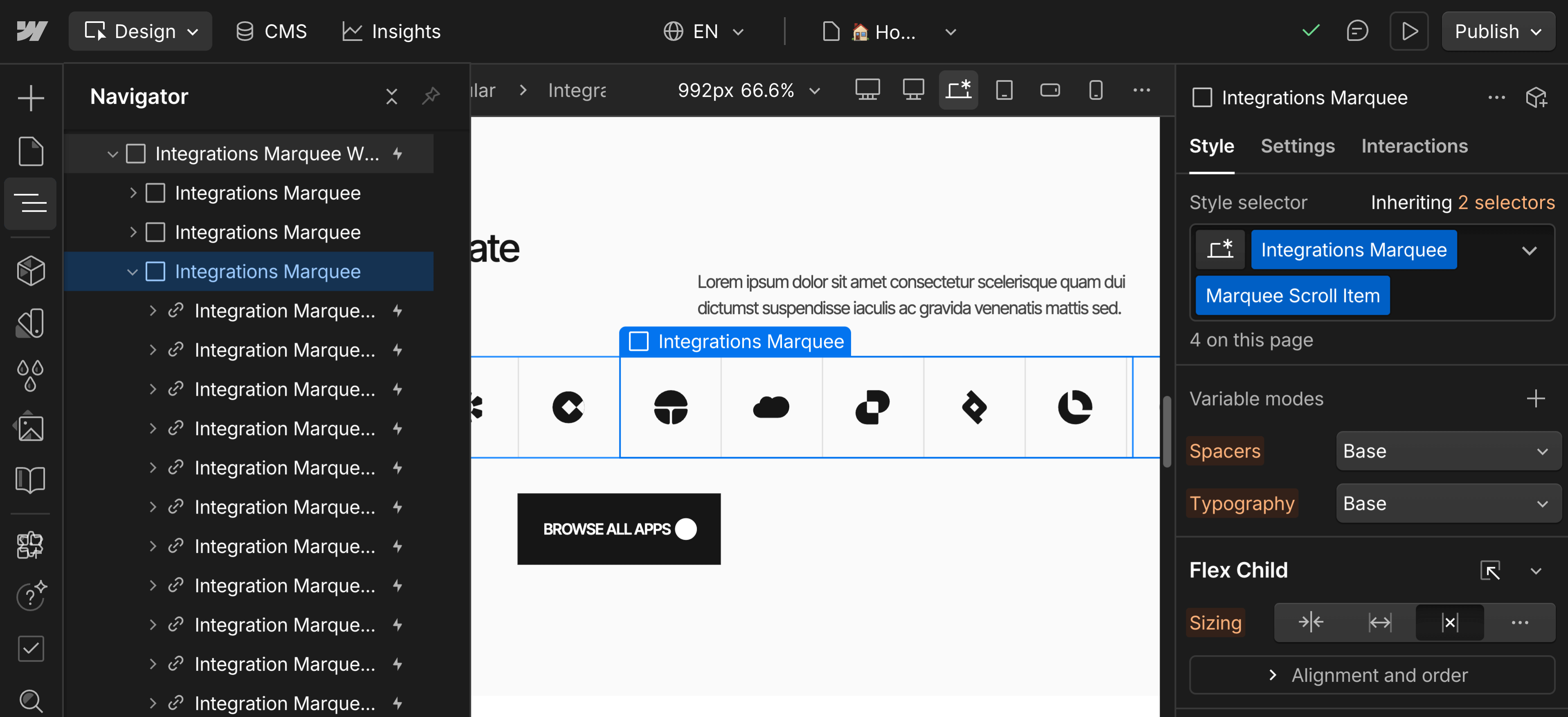 Marquee Structure - Quantum Webflow Template