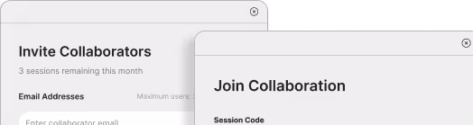 Collaboration panel with “Join Collaboration” UI elements