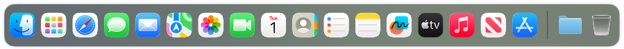 MacOS toolbar with app icons and system controls
