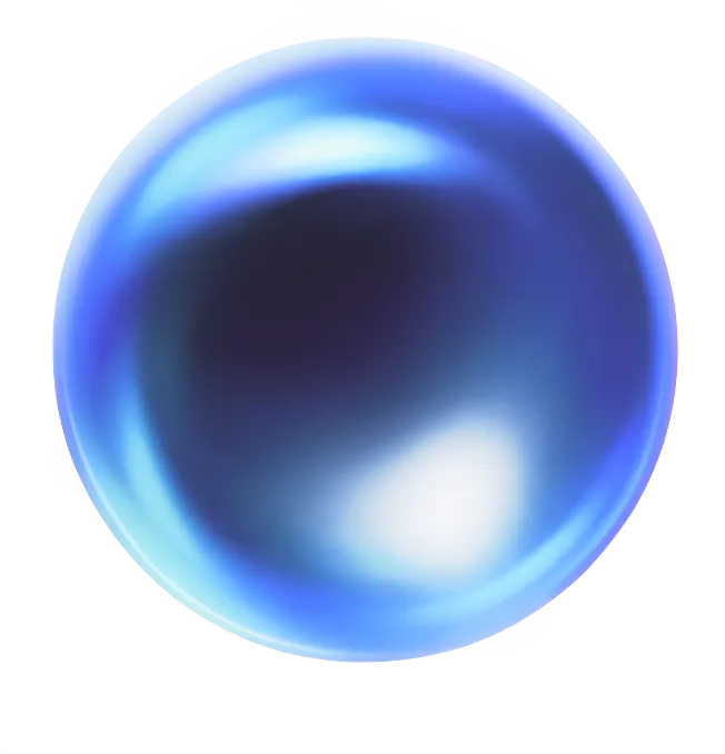 Blue spherical object with a glossy surface, representing modern technology, relevant to ORO AI's innovative interview preparation tools.