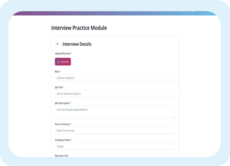 OroAI Interview main interface with AI suggestions