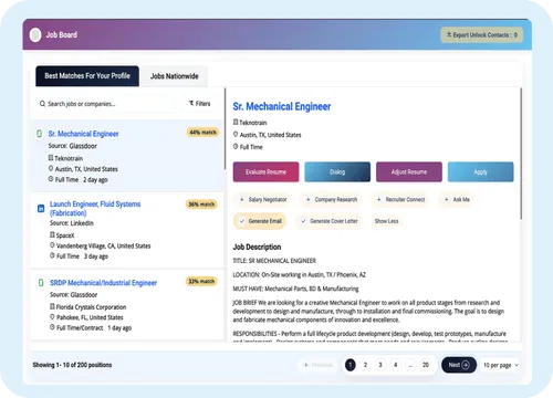 ORO AI Automated Job Search interface with AI-generated
job matches
