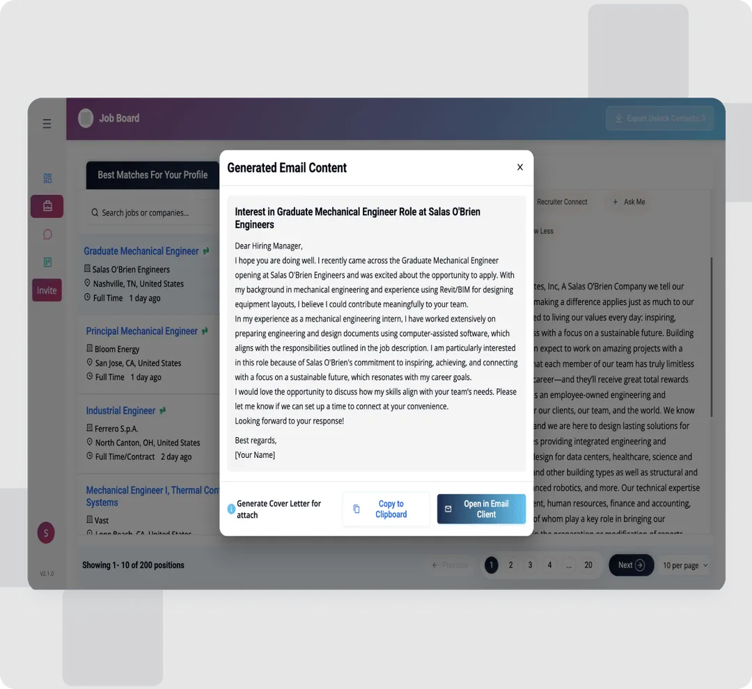 ORO AI Automated Job Search UI background with navigation elements