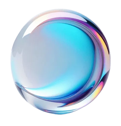 Abstract iridescent orb with blue and purple hues, symbolizing clarity and insight related to salary predictions and negotiations with ORO AI.