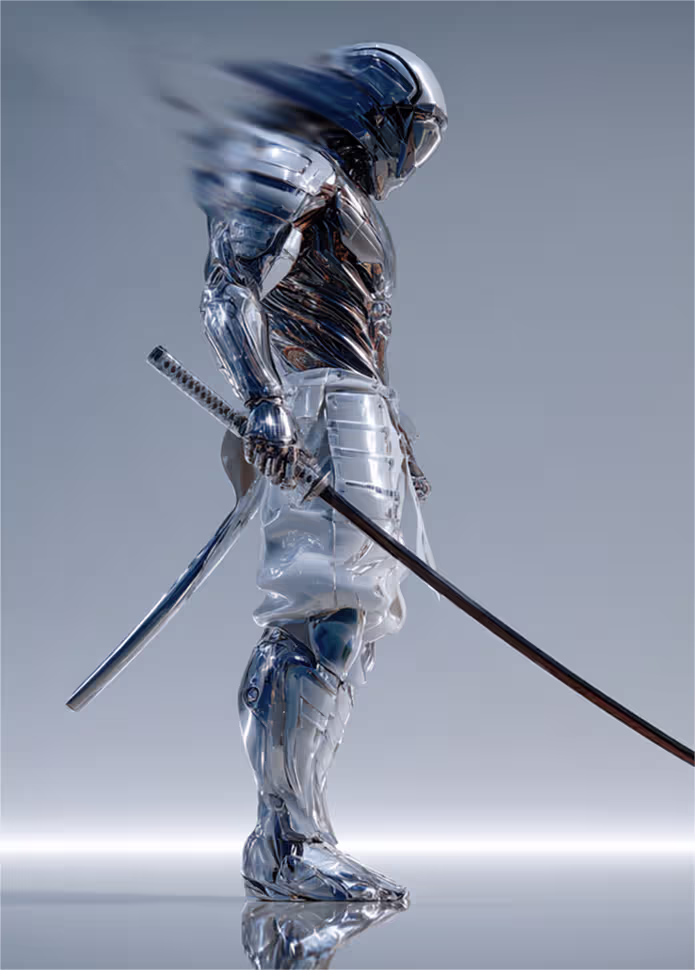 Side profile of a futuristic female model with cybernetic skin 