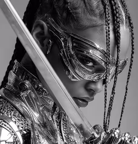 Futuristic black portrait of a person 