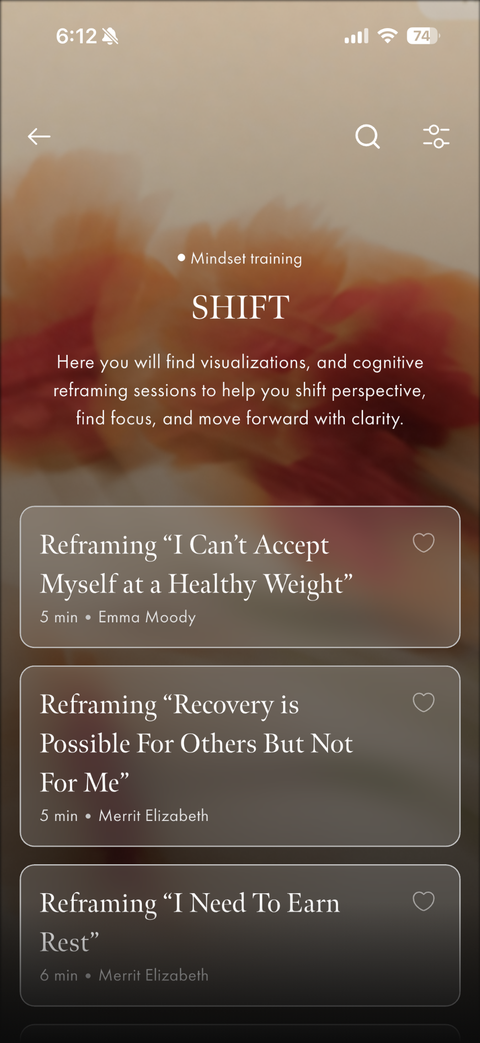 Shifts app Shift library screen