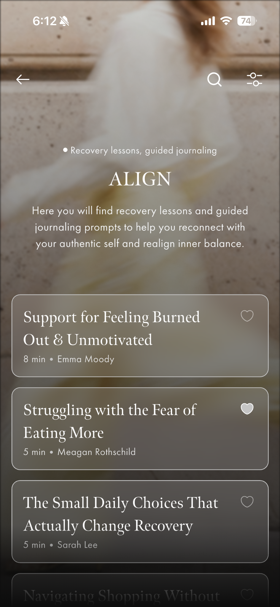 Shifts app Align library screen