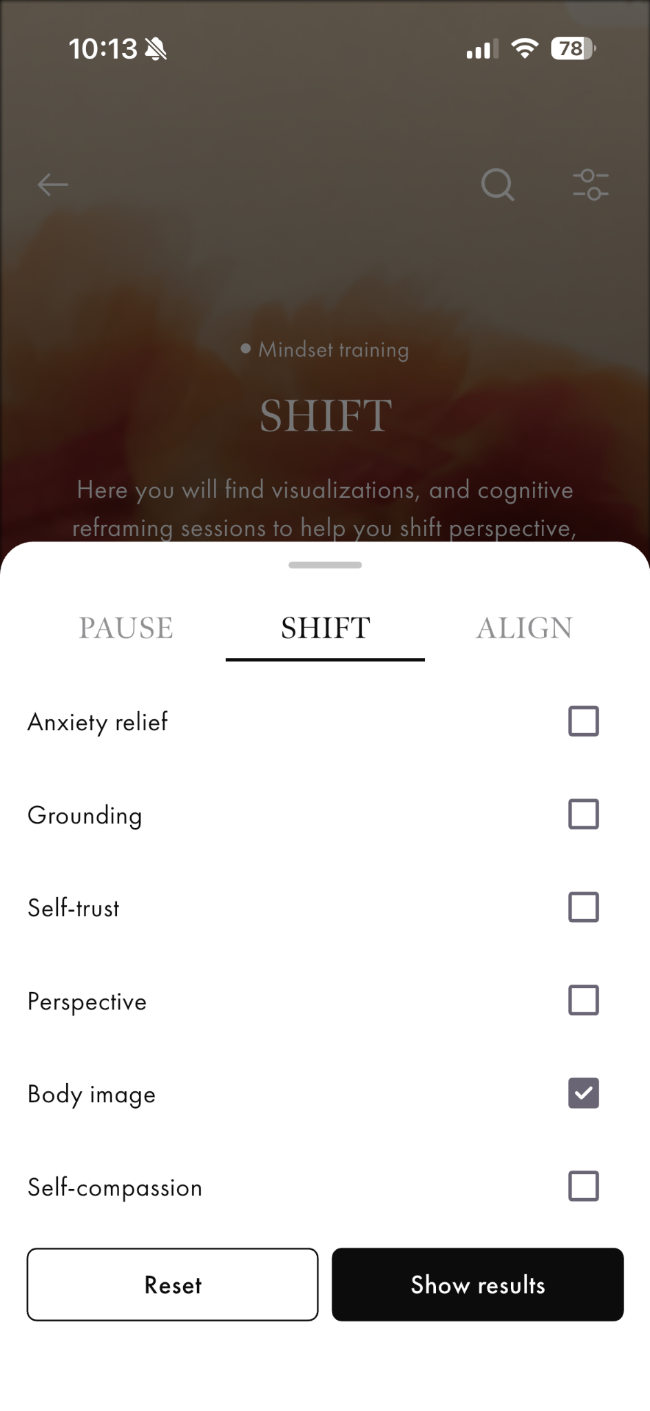 Real Shifts audio player screen