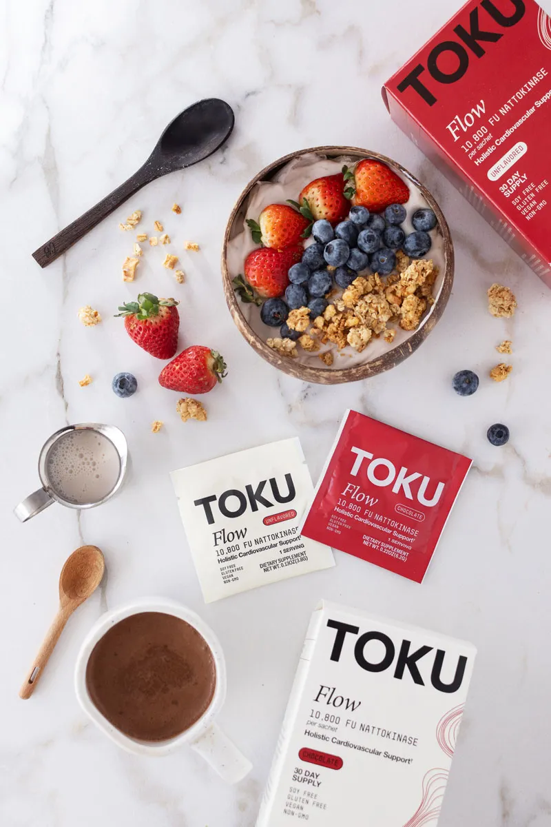 Toku Flow, A Clinically Relevant Dose of Nattokinase, Easily mixed in drinks and smoothies.