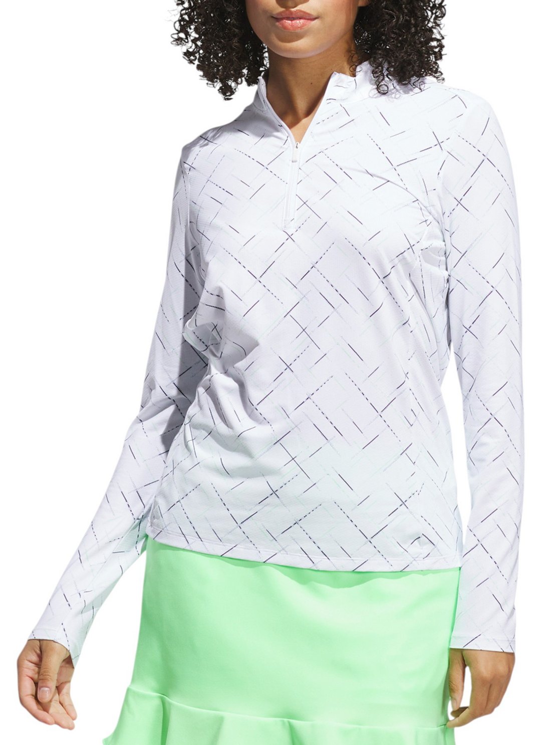 adidas Women's Ultimate365 Printed 1/4 Zip Mock Neck Shirt
