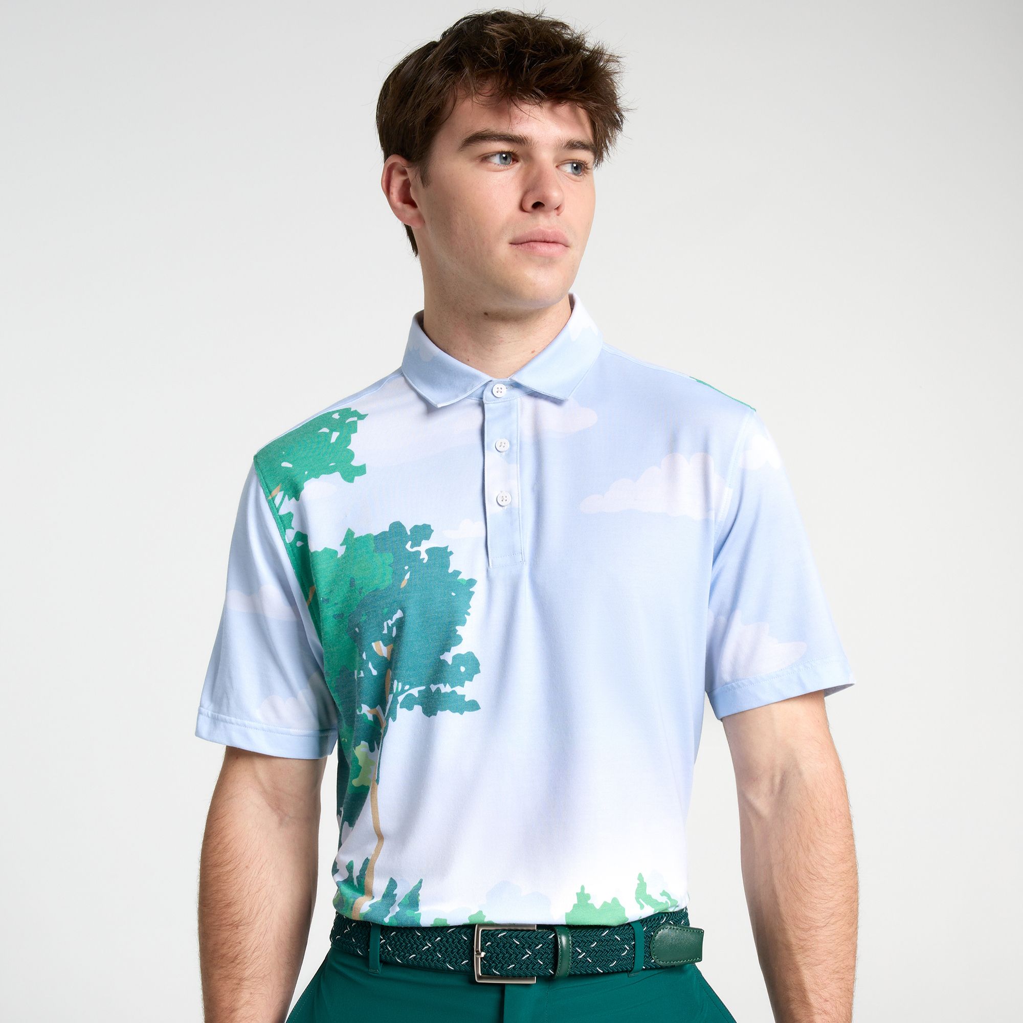 Walter Hagen Men's Performance 11 Bloom Pique Print Golf Polo, XXL, Course Scenic White