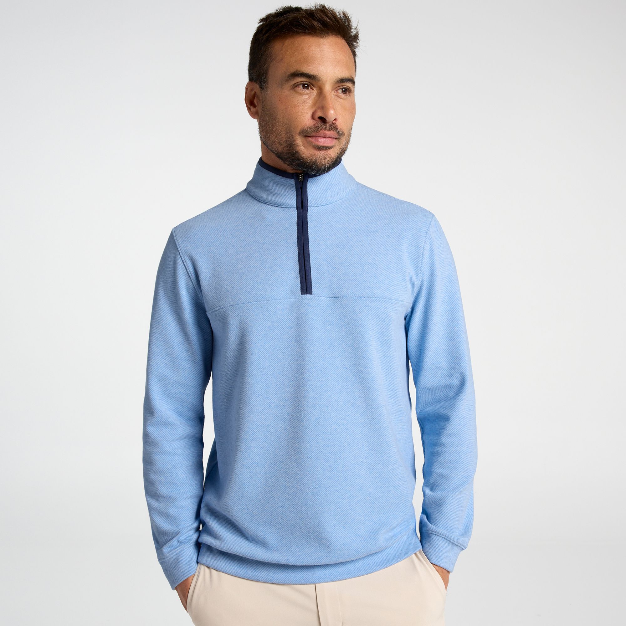 Walter Hagen Men's Performance 11 Twill 1/4 Zip Golf Pullover, XXL, Soft Blue