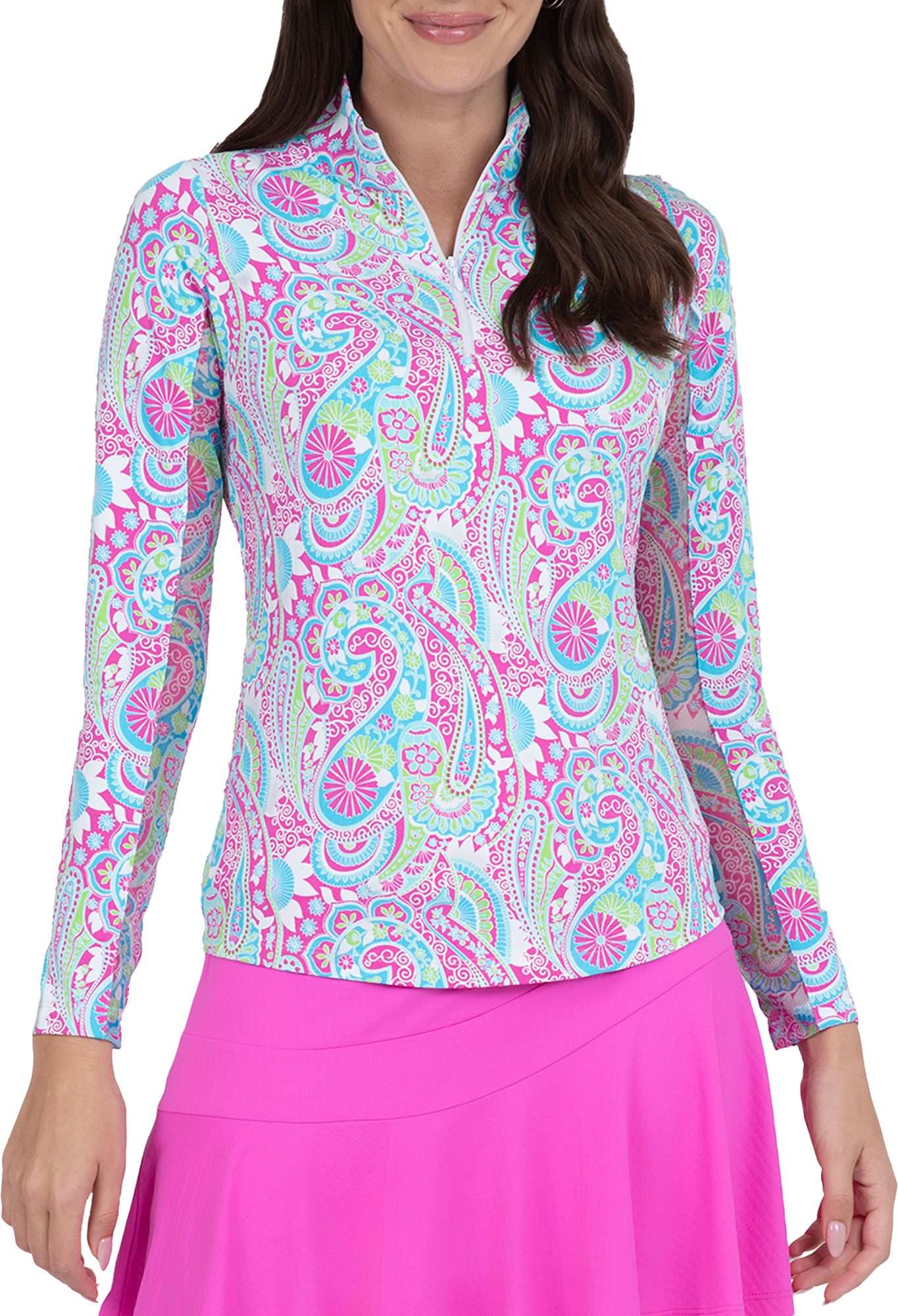 IBKUL Women's Gloria Long Sleeve Mock Neck Golf 1/4 Zip