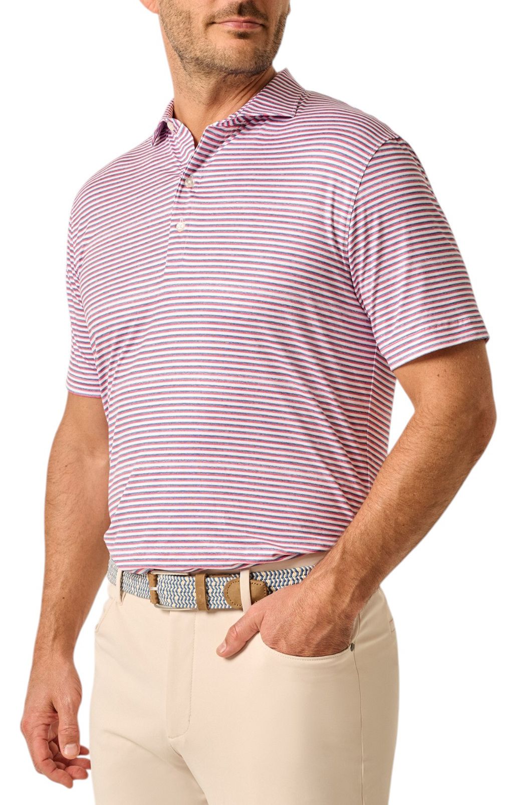 Johnnie-O Men's Warwick Stripe Featherweight Performance Golf Polo