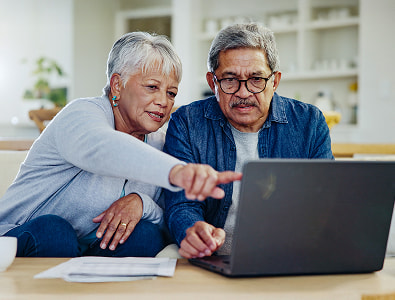 Retired couple going over finances