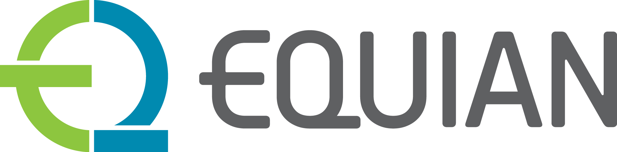 Equian company logo with a stylized green and blue circular symbol to the left of the gray text 'EQUIAN'.