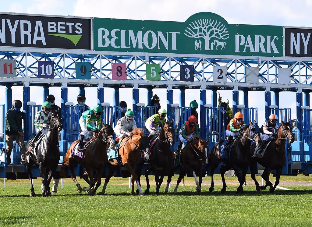 Belmont Park turf course scenic start, 2020