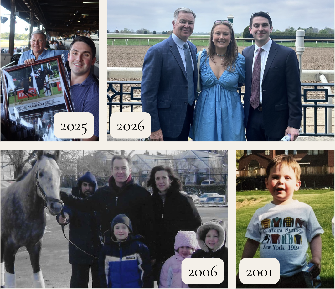 Collage of horse racing-related images