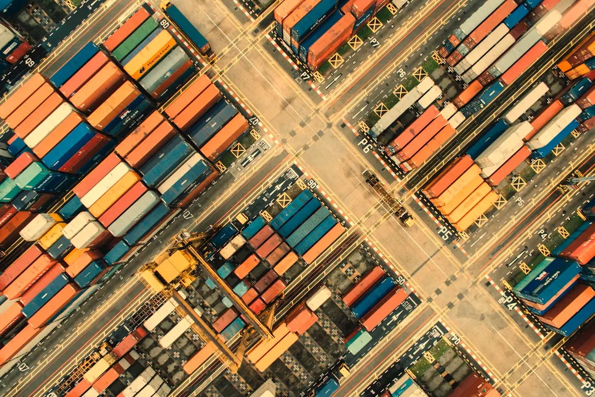 Bird's view of colorful containers