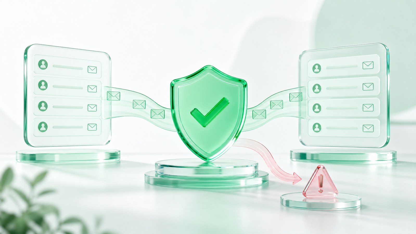Apollo and ZoomInfo email data passing through a verification checkpoint