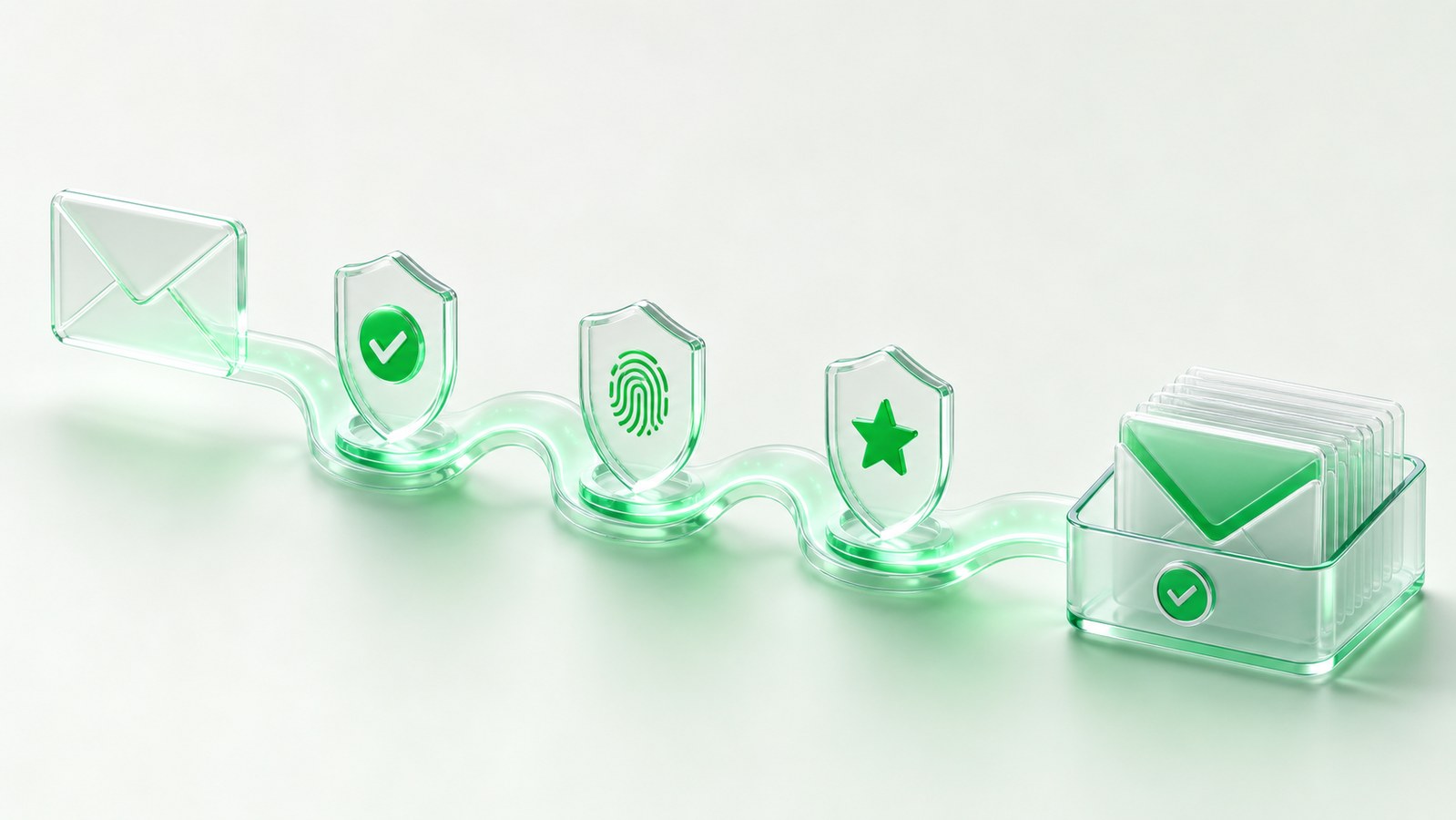 Email passing verification and authentication checkpoints before reaching the inbox