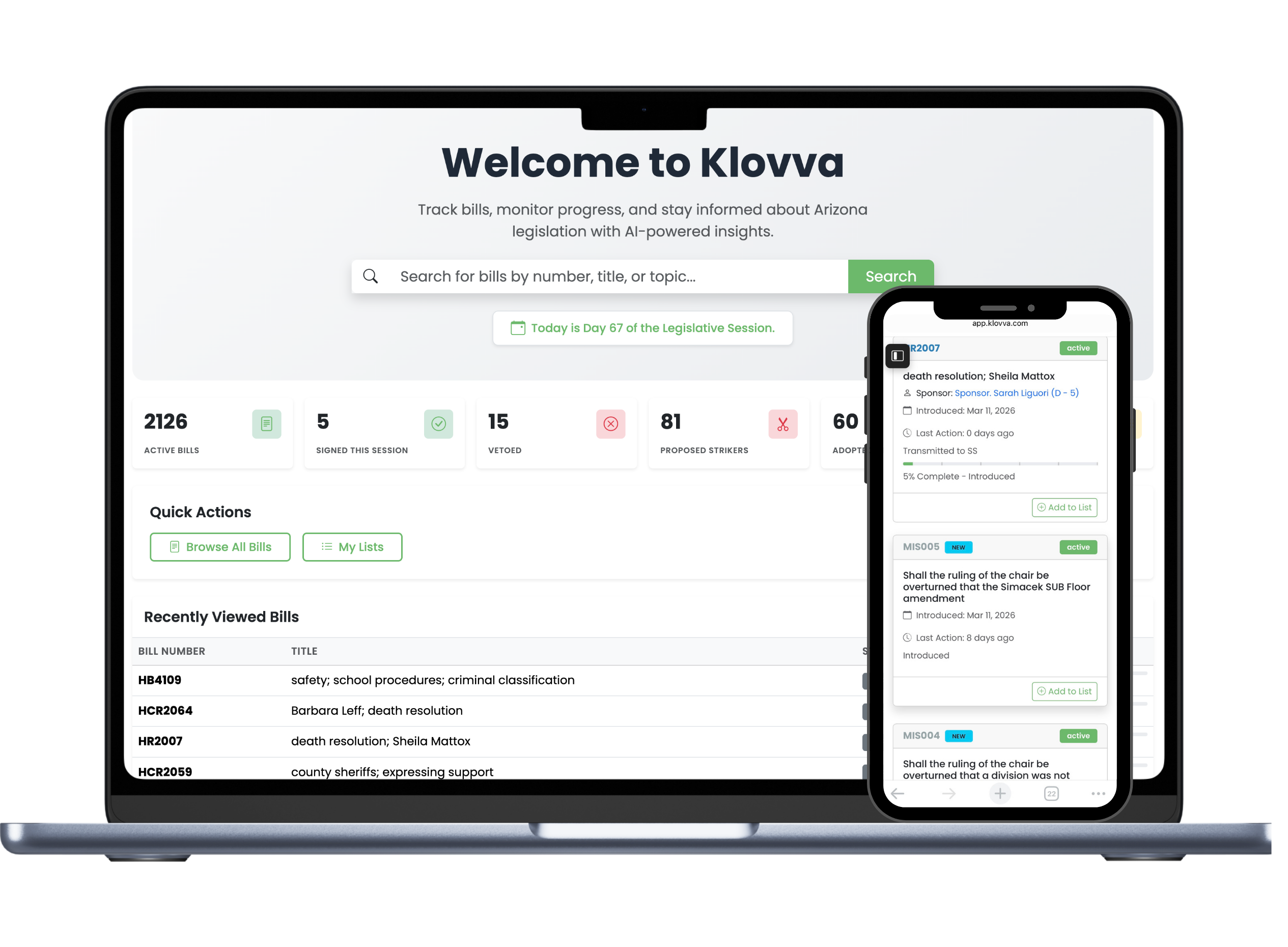 Mockup of Klovva Homepage