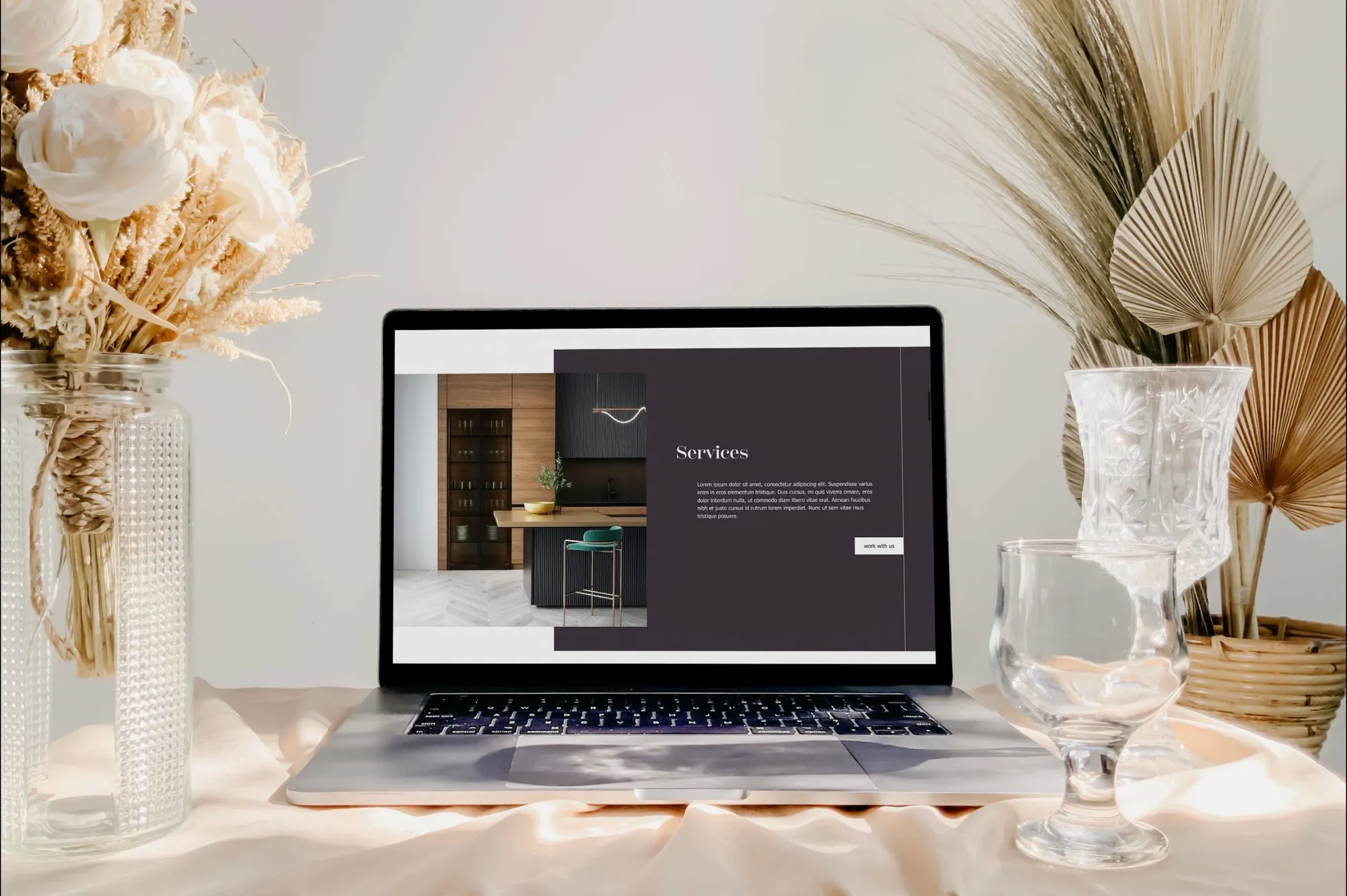 mockup of laptop of a table