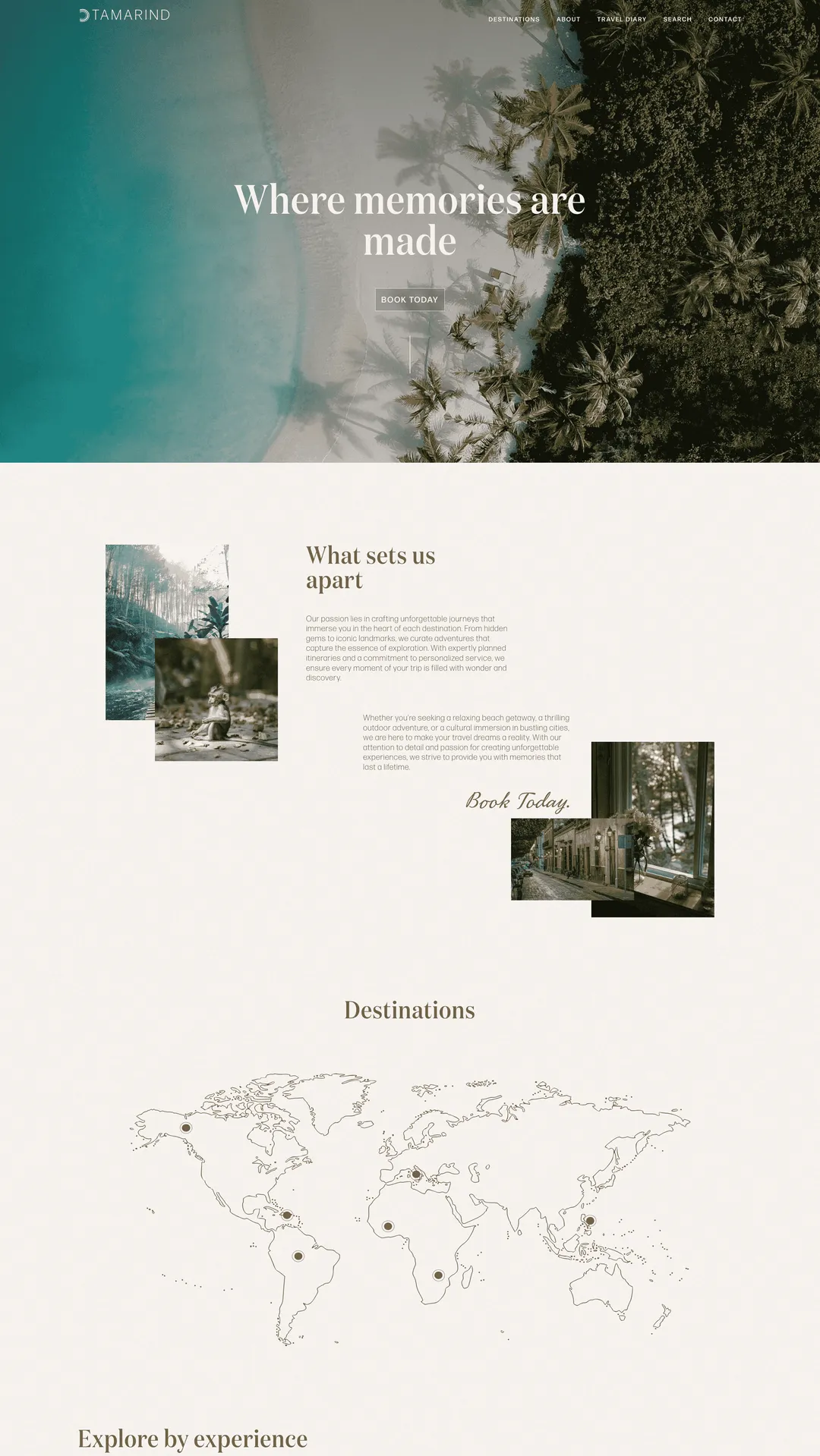 screenshot of a travel company hero section