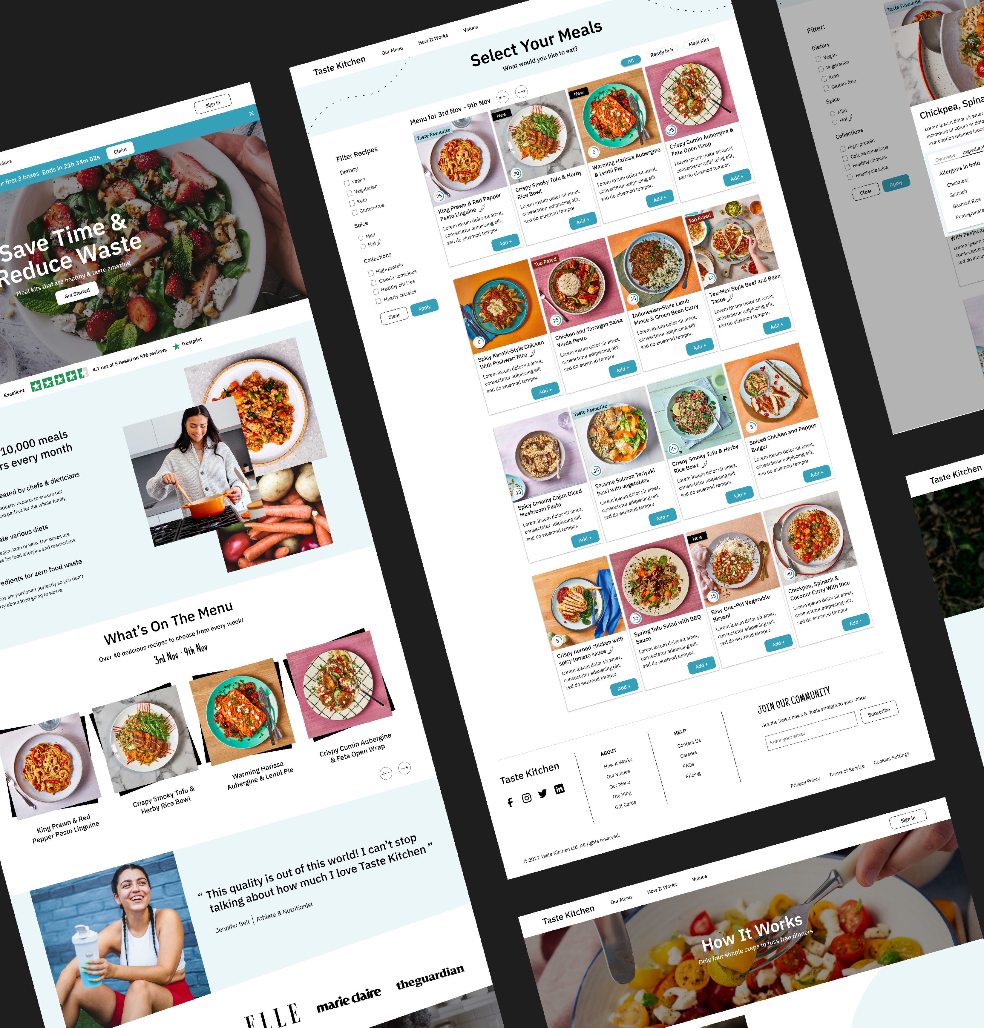wireframes of a food delivery company