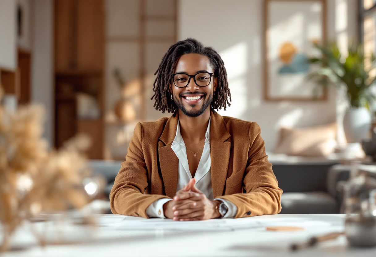 image of a person giving a presentation (for an ai saas company)