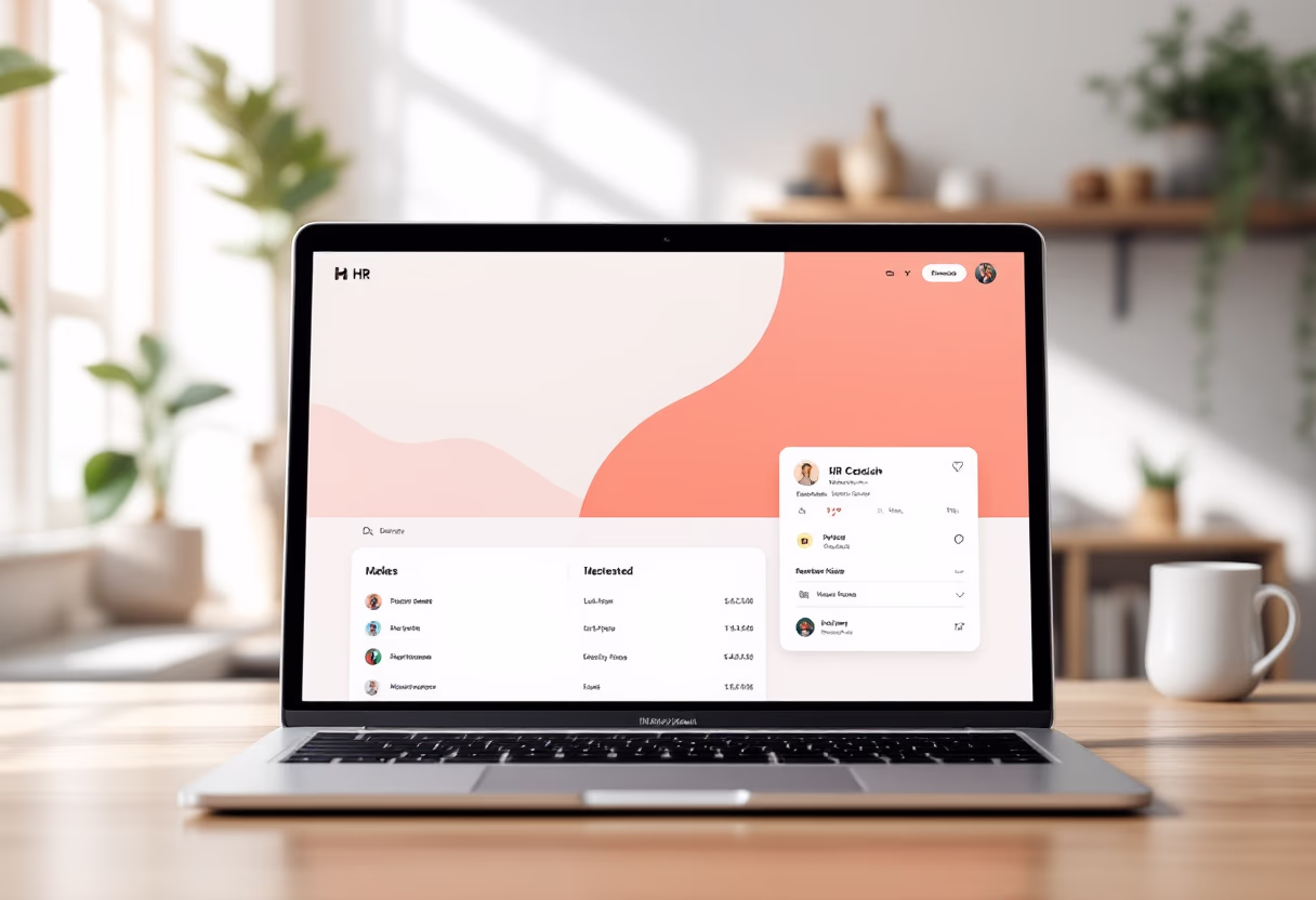 [interface] image of cloud-based solutions interface for hr tech on a laptop