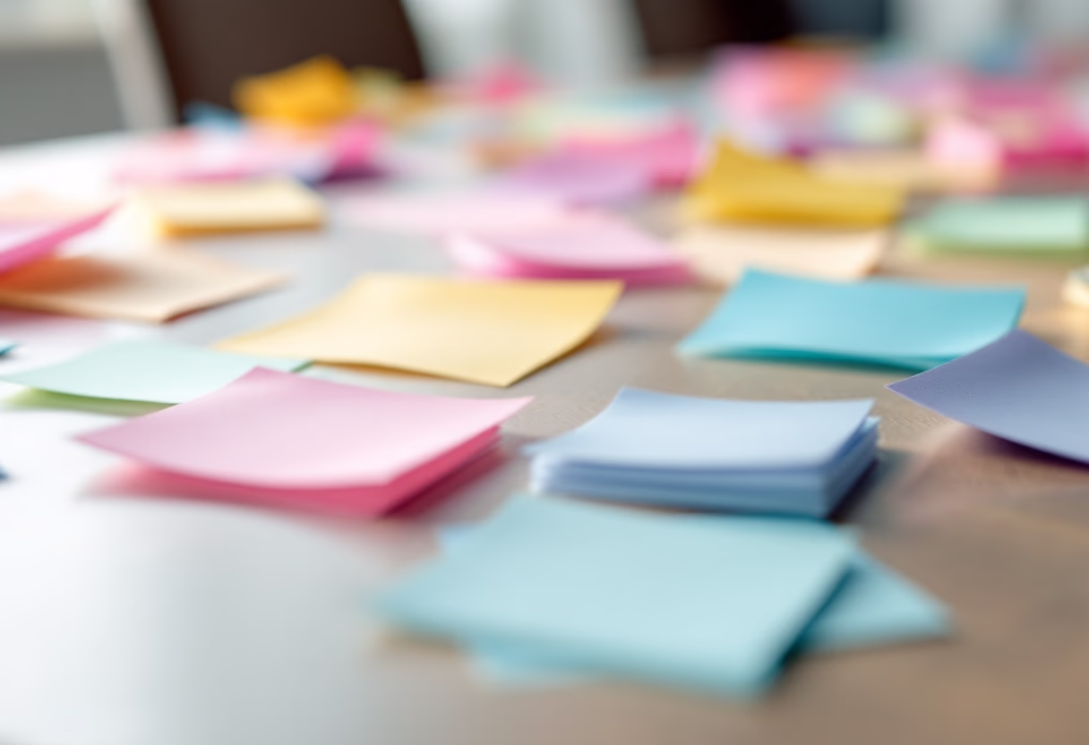 image of brainstorm session with sticky notes
