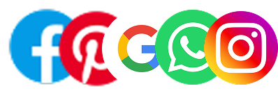 Logos of Facebook, Pinterest, Google, WhatsApp, and Instagram in a row.