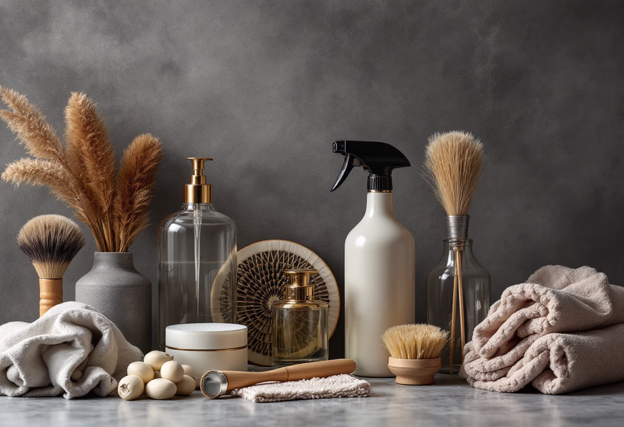 image of artistic cleaning supply presentation