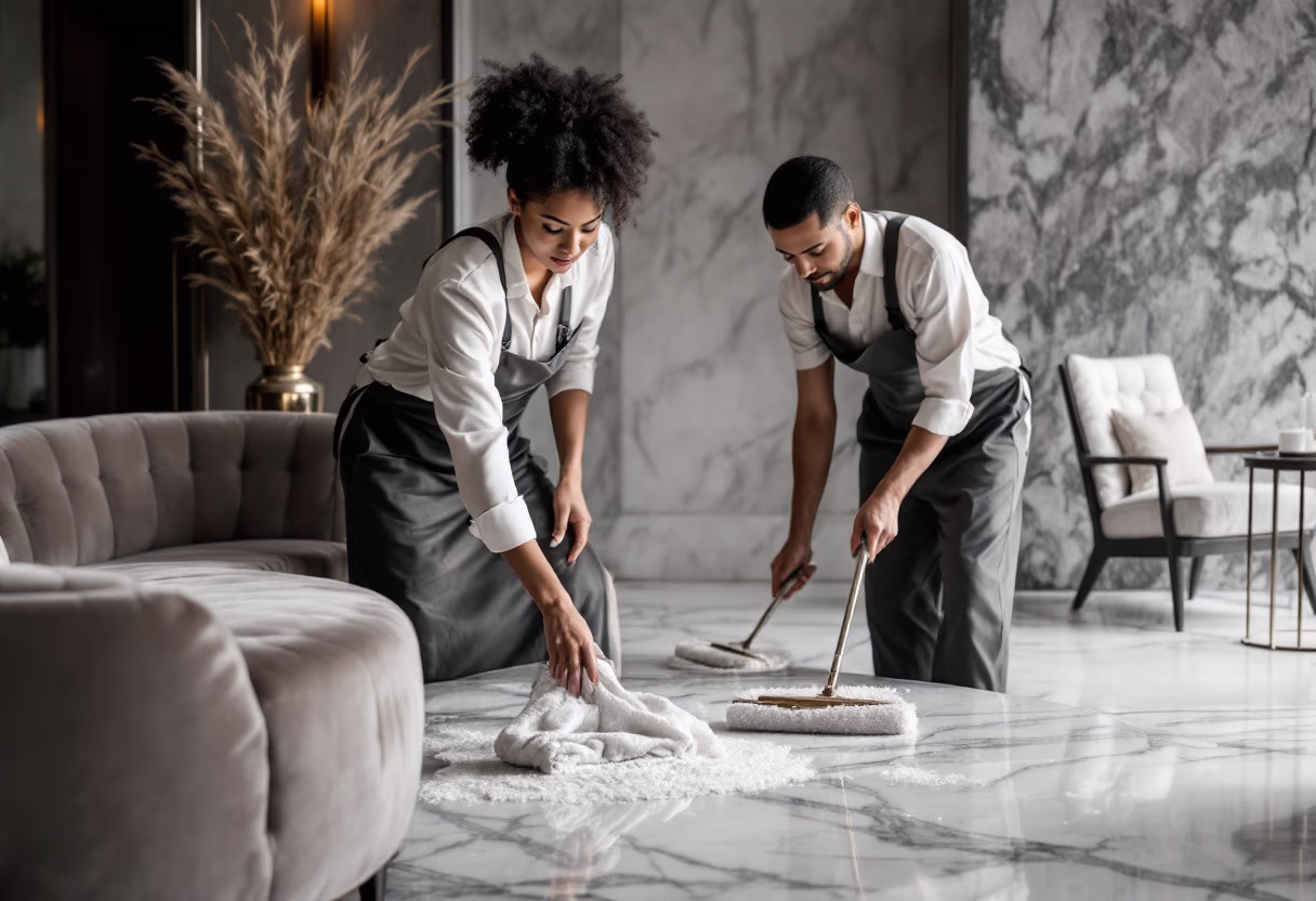 image of cleaning team in action