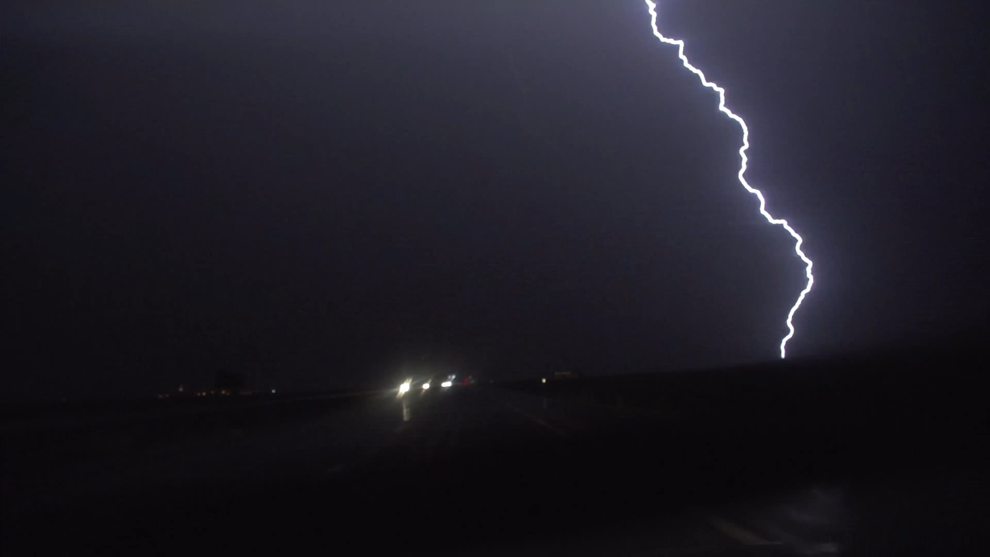 Lightning strike on Highway I-70
