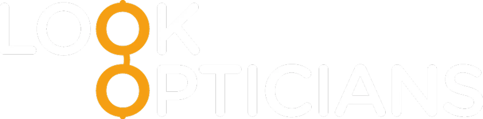 Look Opticians logo with the two O's stylized as orange eyeglasses.