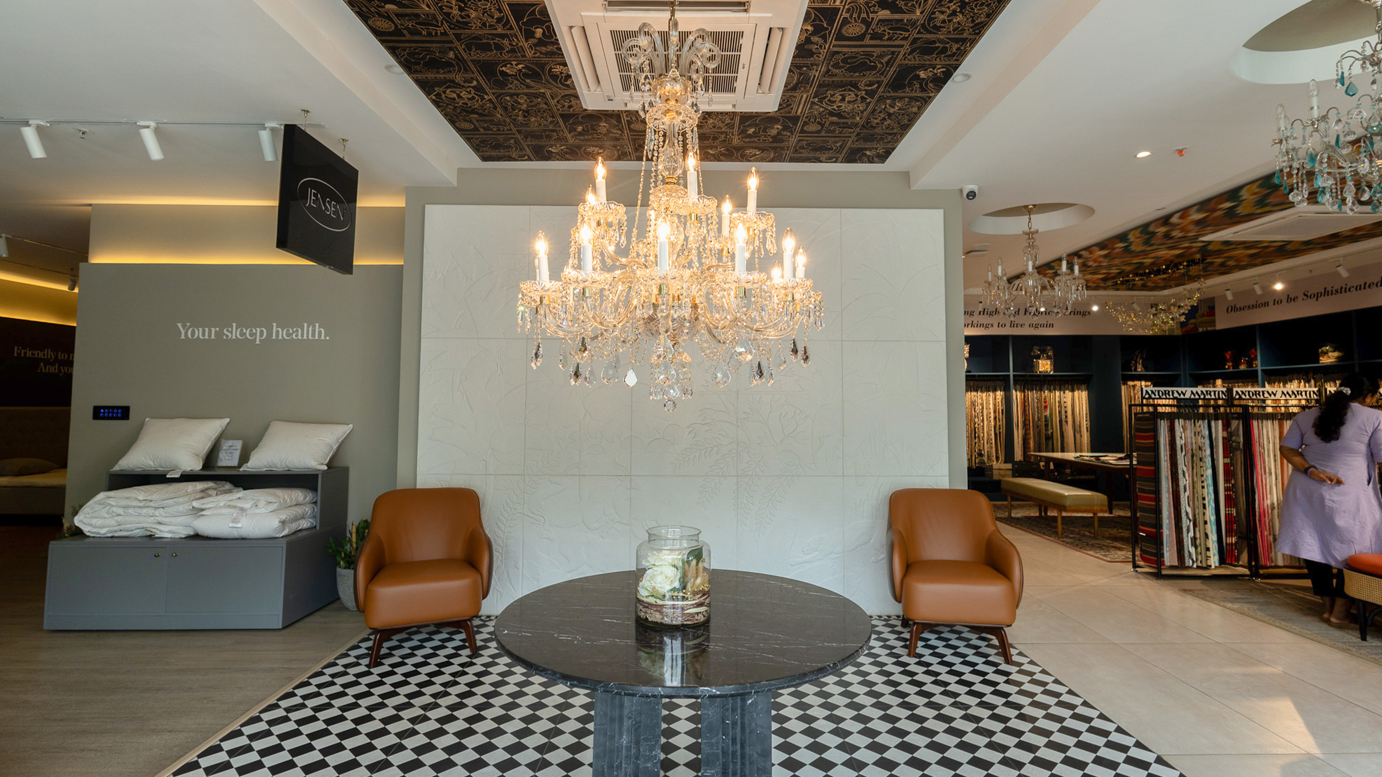 Jensen brand furnitures in decorgeous showroom chennai