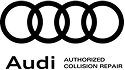 Black logo of the Audi Certified Collision Repair Center