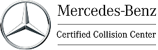 Black logo of the Mercedes Benz Certified Collision Center.