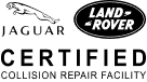 Black logo of the Jaguar and Land Rover Certified Collision Repair Facility (K-ceps is certified in both)