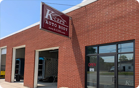 Picture of the K-ceps newly opened Cincinnati location on Blue Ash road. The location features Auto Body services only.