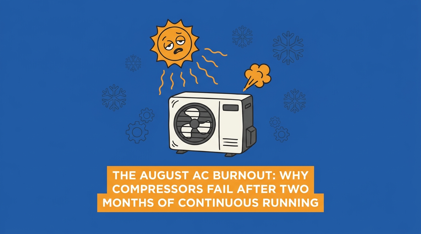The August AC Burnout: Why Compressors Fail After Two Months of Continuous Running — featured image