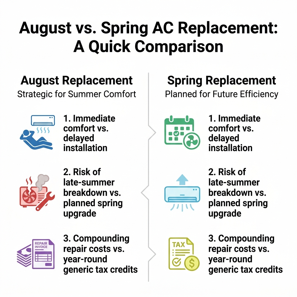 August vs. Spring AC Replacement: A Quick Comparison