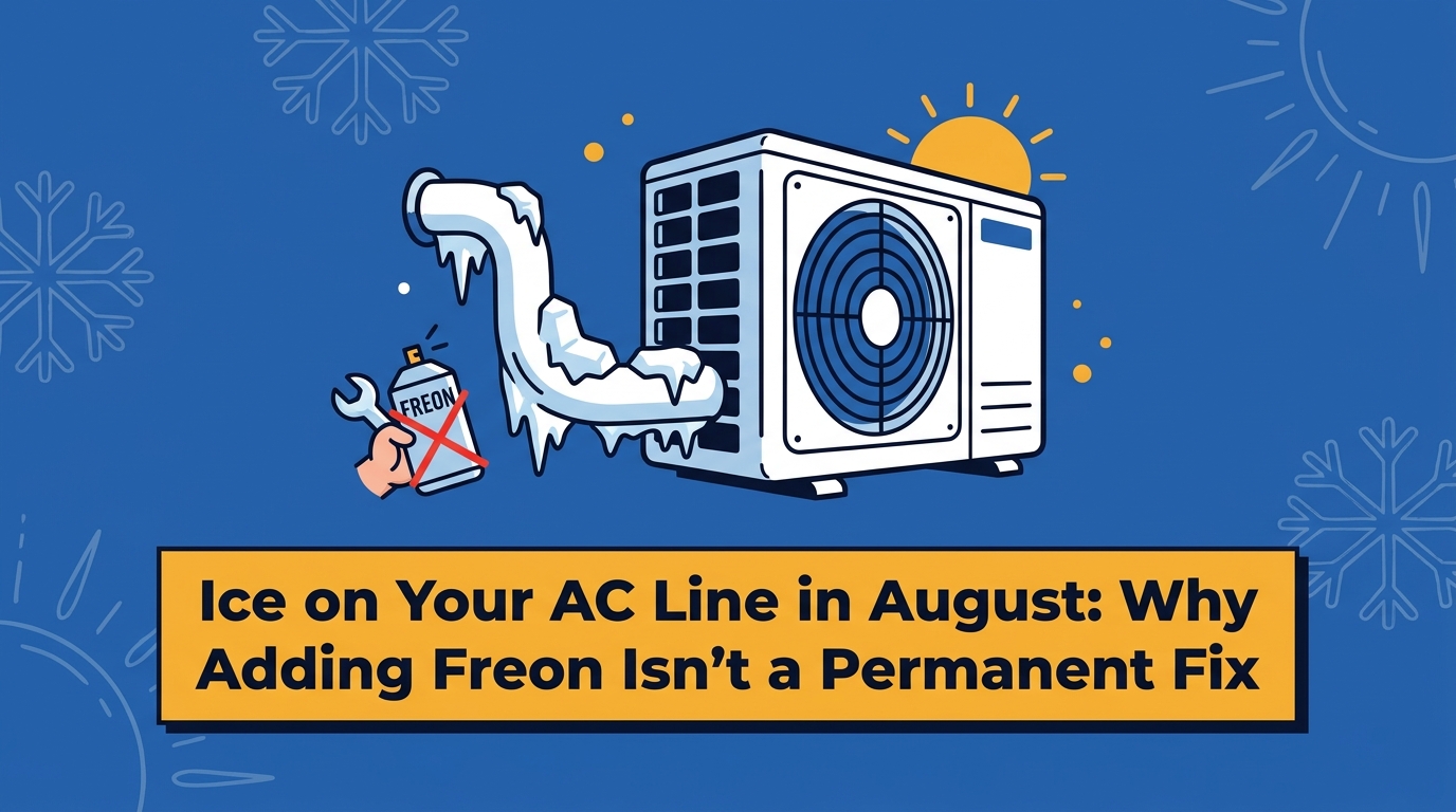 Ice on Your AC Line in August: Why Adding Freon Isn't a Permanent Fix — featured image
