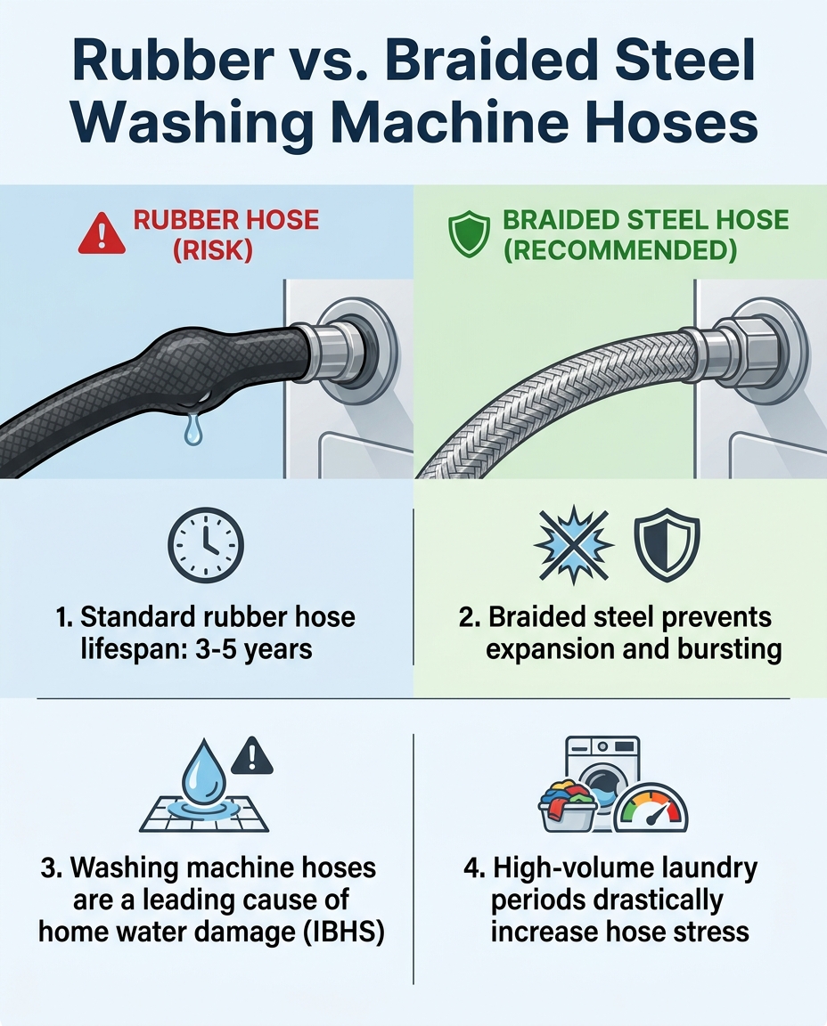 Rubber vs. Braided Steel Washing Machine Hoses
